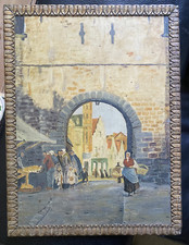 Dipinto a Olio Centro Storico Arco Mercato Donne Chiesa Medioevo Vicolo Ma Dov