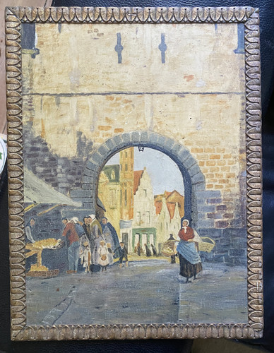 Dipinto olio centro storico - a,