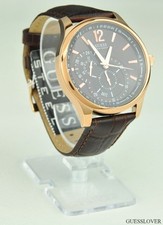 Orologio Uomo Unisex USA Spedizione GRATUITA GUESS Pelle Marrone Classico U10627G1 Bellissimo