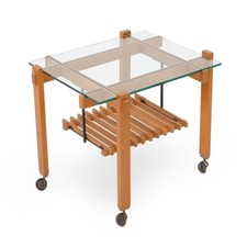 Tavolino in legno e vetro con