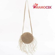 BORSA Donna paglia cartapaglia tracolla tonda d.18 naturale mare viaggio