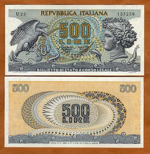 Italia 500 lire 1970 p - italia,, p-93a