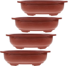 4 Pezzi Vaso Bonsai Ovale in Plastica Spessa Set Di Grasse E Verde Design Elegan