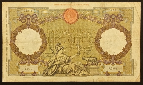 100 lire 1939 bb - lire,