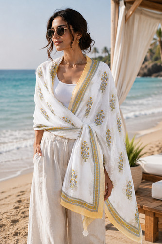 Sciarpa scialle jaipur bianco - sciarpa,
