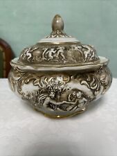 CAPODIMONTE MAS Zuppiera Salatiera Con Coperchiò PORCELLANA rilievo