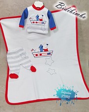 Copertina neonato leggera ricamata 75 x 95 + clinico in cotone lungo BIDIBIMBO