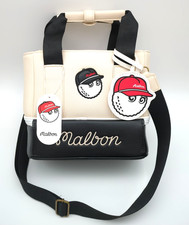 Borsa a secchiello da golf rotonda Malbon bianca nera (1 giorno lavorativo)