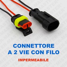 CONNETTORE A 2 VIE IMPERMEABILE CON FILI PER AUTO MOTO SCOOTER CAMPER ECC -10 PZ