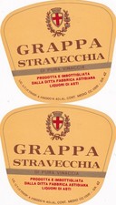 17555-DUE ETICHETTE (VINI -LIQUORI), GRAPPA STRAVECCHIA DI PURA VINACCIA, ASTI