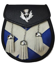 Pride of Scotland Pelle Sporran Cardo Emblema per Kilt Scozzesi Portafoglio