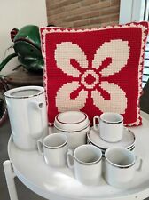 TOGNANA Servizio caffè porcellana decoro argento - vintage design anni 70