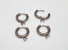 2 coppie base orecchini a cerchio acciaio inox  16x13mm colore argento scuro