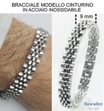 Bracciale da uomo acciaio inox braccialetto cinturino maglia larga  regolabile