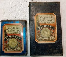  2 Scatole Latta polvere da sparo Caccia Walsrode 100gr E 250 Gr Vuote