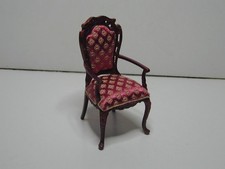 Sedia JiaYi con coprisedile rosso vino, mogano, antica, 1:12, casa delle bambole, NUOVA & IMBALLO ORIGINALE