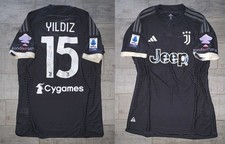 MAGLIA JUVENTUS MATCH WORN YILDIZ 10 SIGNED AWAY BLACK 2023 2024 SERIE A