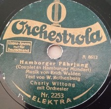 RARO PIATTO GOMMALACCA CHARLY WITTONG HAMBORGER TRAGHETTO HAMBURGER MUNDART 78 GIRI