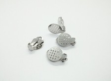 2coppie ganci  orecchini a clip con base forata in acciaio inox 15mm bijoux