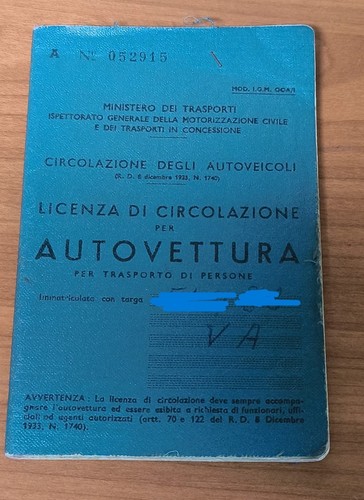 Fiat 600 1956 libretto - , di