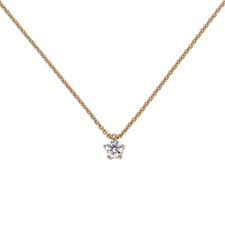 Collier Ancora con Ciondolo Solitario Diamante Brillante 585 Oro-Rosso,