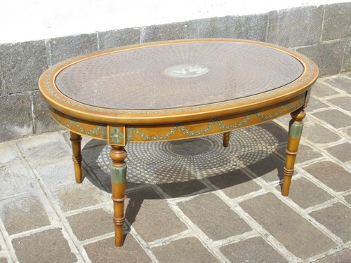 Tavolino ovale legno - , dipinto