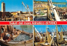 Cartolina Fano vedute pescherecci reti da pesca (Pesaro)