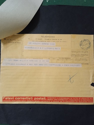 Telegramma inviato gen - inviato, gen.