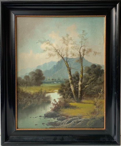 Quadro olio paesaggio tardo