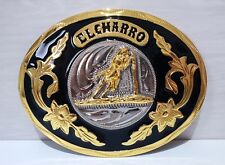 EL CHARRO Fibbia E203 Ovale Nero e Oro (8 x 10,5) cm Peso 100 Grammi (PANINARO)