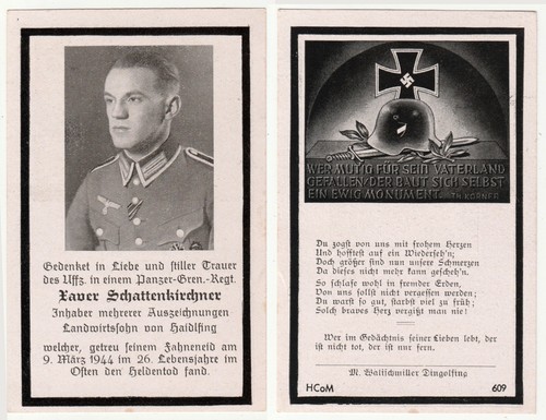 Wwii tedesco death card panzer - card,
