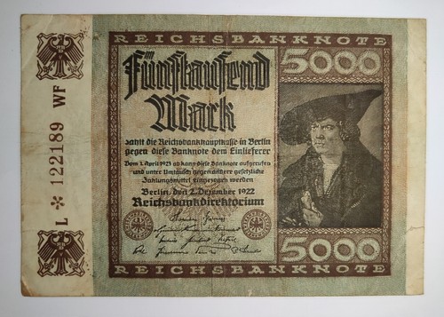 Banconota antica 5000 mark - antica,