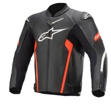 Alpinestars più Veloce v2 Giacca IN Pelle di Nero Rosso Fluo Black Red 48