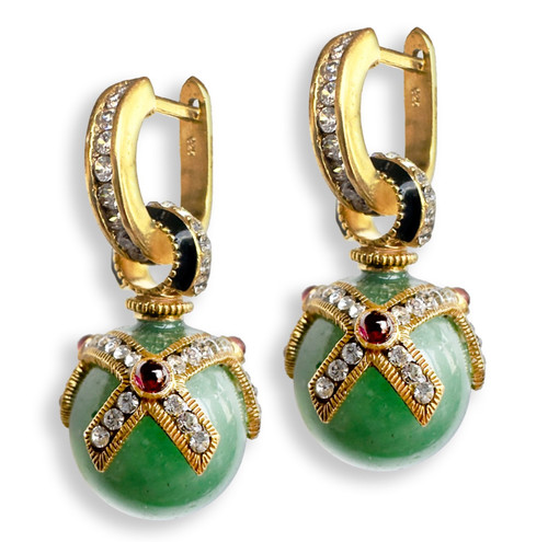 Orecchini uovo faberge giada - faberge,