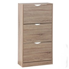 Scarpiera 3 Ante Doppio Scomparto Legno Laminato Rovere  L60xP24H115 cm