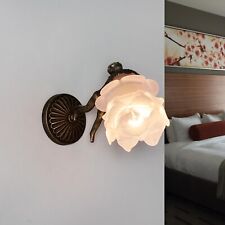 Applique Lampada In Ottone Bronzo Vetro Fatta A Mano Putto Stile Liberty Premium