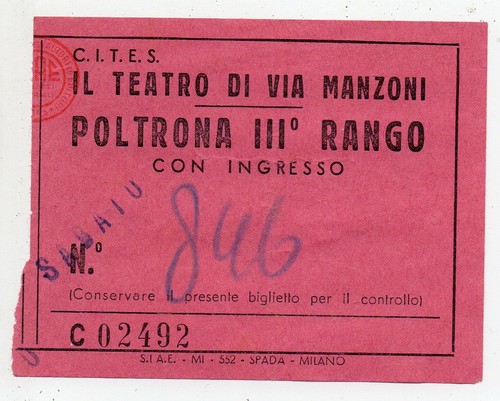 Biglietto teatro via - teatro, di