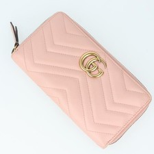 Portafoglio lungo GUCCI 443123 GG Marmont Chevron in pelle trapuntata rosa...