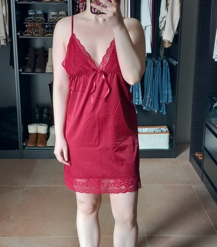 Abito babydoll raso rosso - abito,