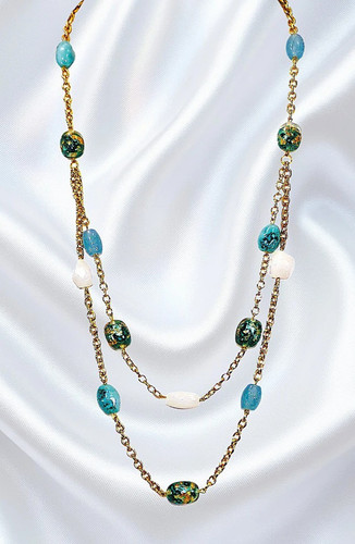 Collana doppio filo turchese - filo, e