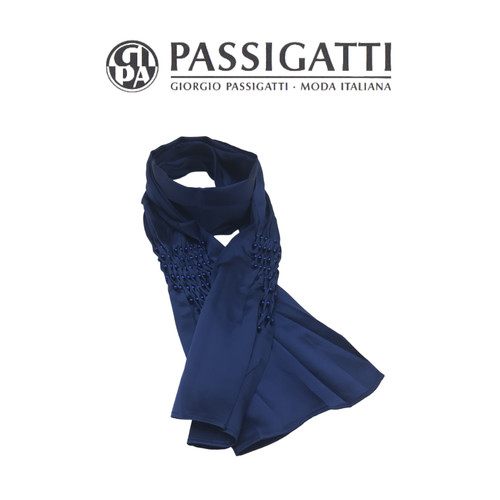 Sciarpa seta blu marino - blu, con