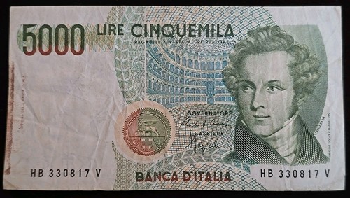 Italian banknote italy - banknote,, 5000