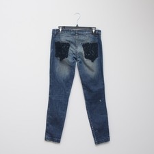 Pantaloni jeans Dolce Gabbana D&G pizzo tasche posteriori vintage Y2K invecchiati taglia 38