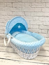 Set biancheria da letto 3 pezzi vimini cesto Moses bambino asilo nido - fossetta blu