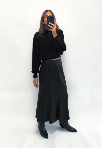 Zara gonna midi donna ecopelle - zara,