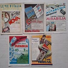 LAMA ITALIA Mirabilia Nova Probak lamette da barba 5 pubblicità d'epoca anni '30