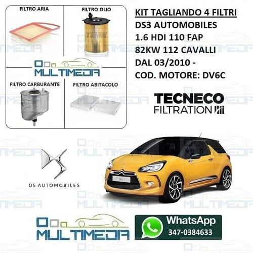 Kit tagliando filtri ds3 - tagliando,