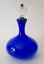 ♥ BOTTIGLIA IN VETRO DI MURANO BLU CON TAPPO GABBIANI VENEZIA VINTAGE FIRMA vaso