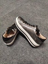 NERO GIARDINI TEEN scarpe  sneaker in vera pelle zeppa argento oro n.35 perfette