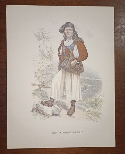 Litografia costume sardo - litografia,